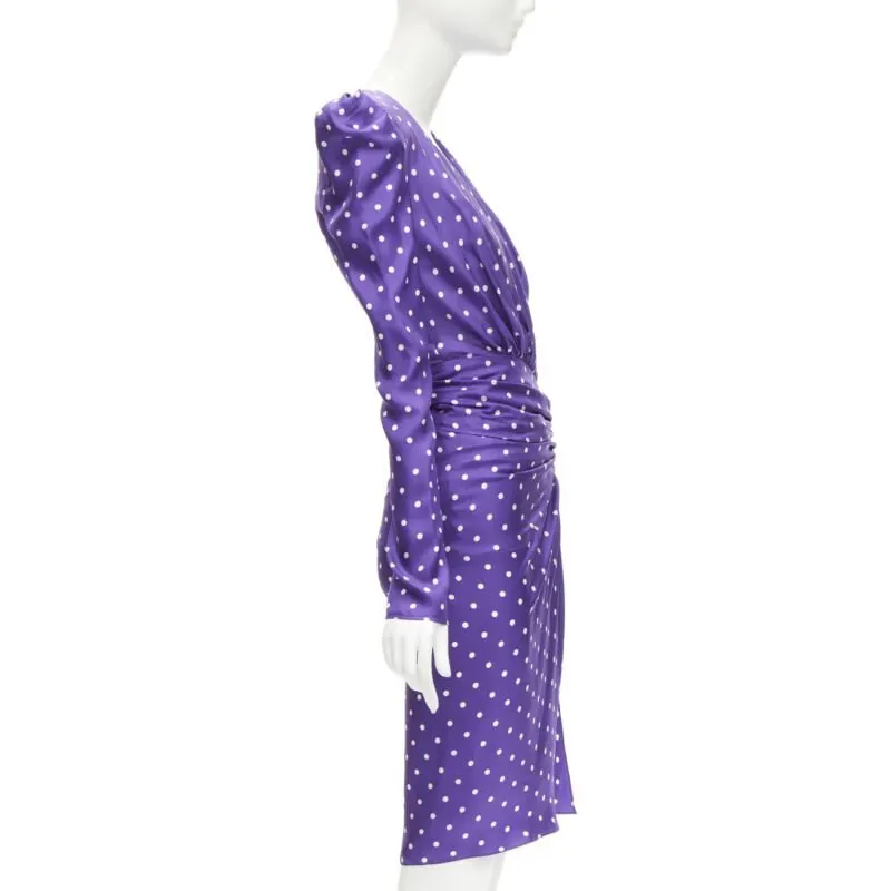 Alexandre Vauthier Purple Polka Dot Dress Purple Silk Never worn - Model View
