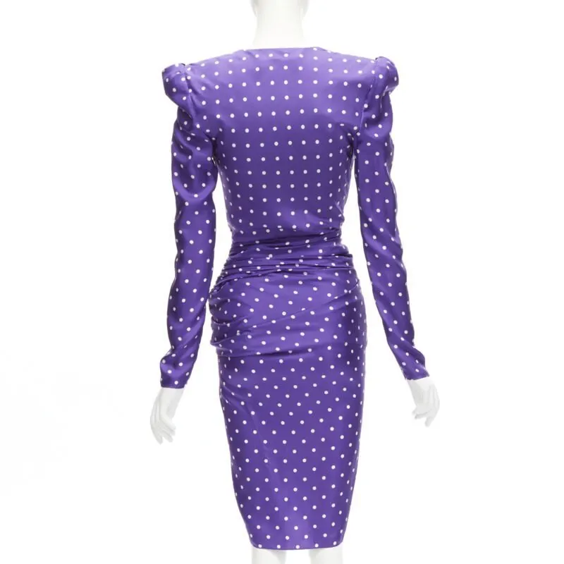 Alexandre Vauthier Purple Polka Dot Dress Purple Silk Never worn - Box View