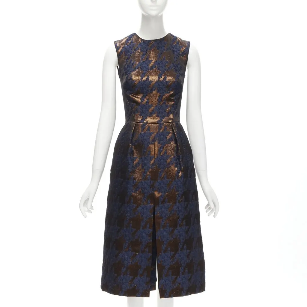 Martin Grant Copper Jacquard Dress Brown Polyester Never worn - Front View