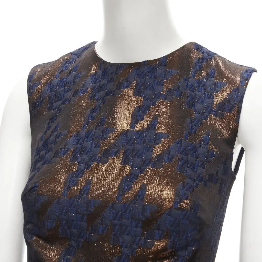 Martin Grant Copper Jacquard Dress Brown Polyester Never worn - Back View