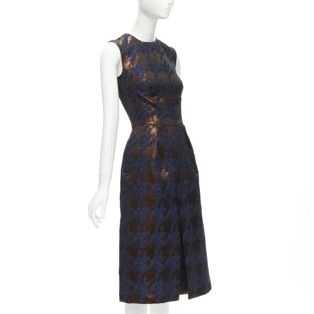 Martin Grant Copper Jacquard Dress Brown Polyester Never worn - Inside View