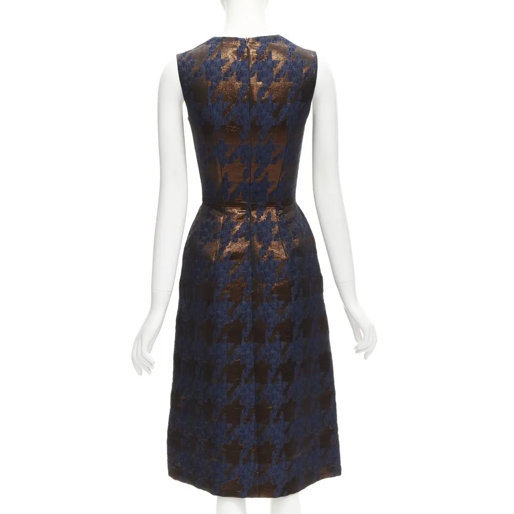 Martin Grant Copper Jacquard Dress Brown Polyester Never worn - Box View