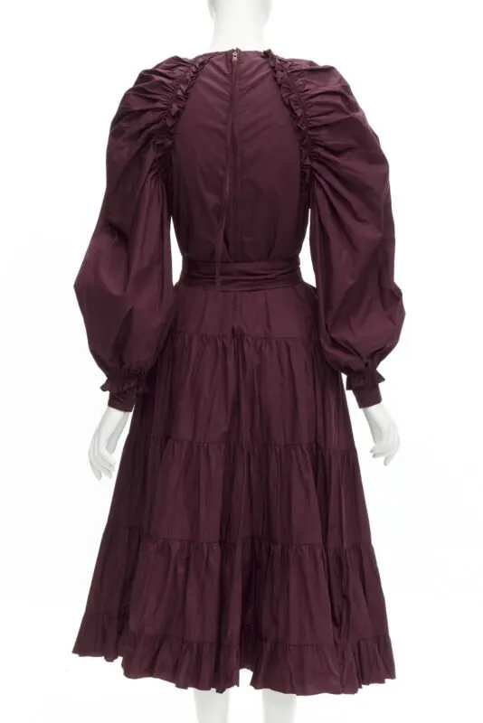 Ulla Johnson Burgundy Bow Midi Dress Burgundy Cotton Never worn - Box View