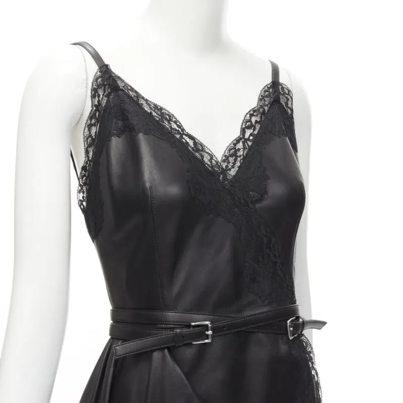 Alexander McQueen Black Leather Wrap Dress Black Leather Never worn - Back View
