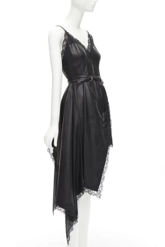 Alexander McQueen Black Leather Wrap Dress Black Leather Never worn - Inside View
