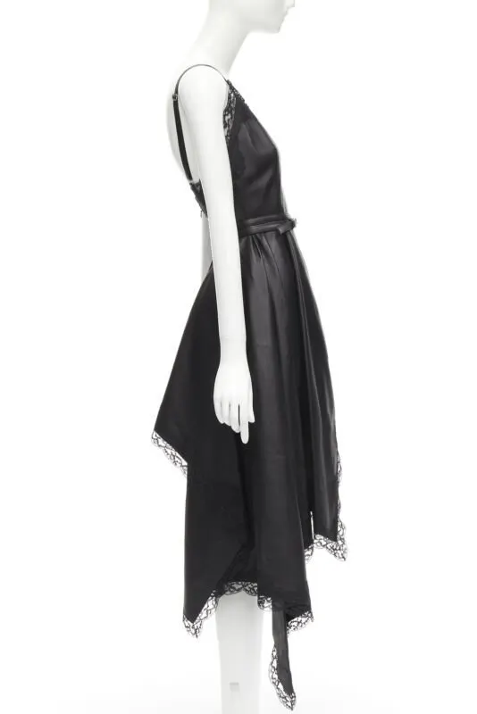Alexander McQueen Black Leather Wrap Dress Black Leather Never worn - Model View
