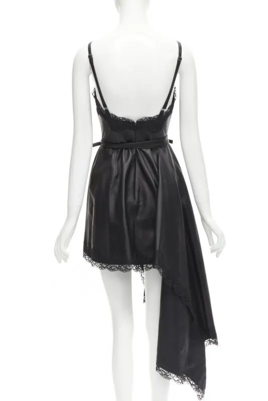 Alexander McQueen Black Leather Wrap Dress Black Leather Never worn - Box View