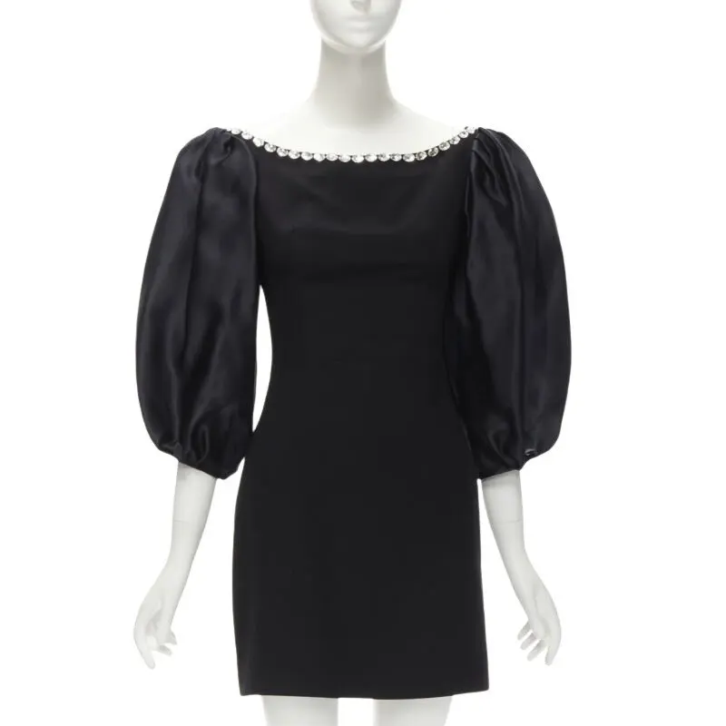 Rasario Crystal Balloon Dress Black Polyester Never worn - Front View