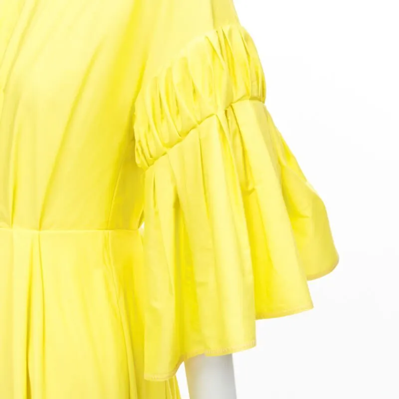 Roksanda Yellow Pleated A-Line Dress Yellow Cotton Never worn - Back View