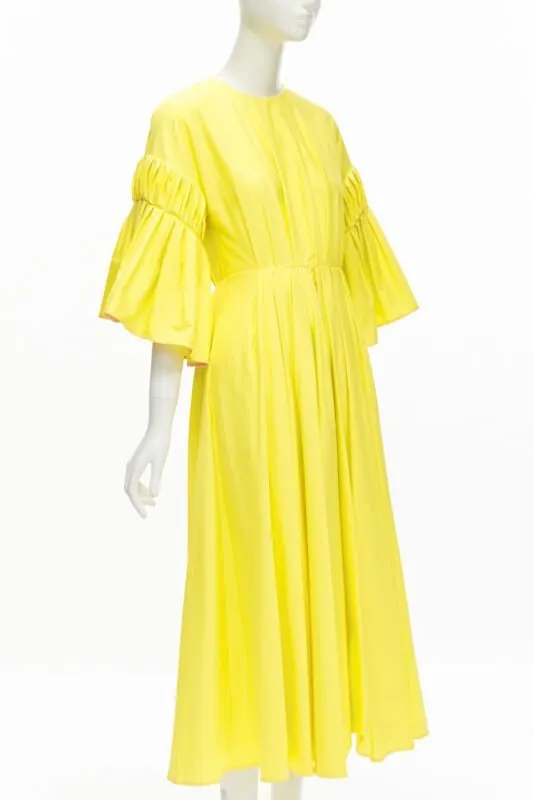 Roksanda Yellow Pleated A-Line Dress Yellow Cotton Never worn - Inside View