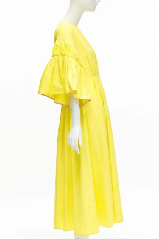 Roksanda Yellow Pleated A-Line Dress Yellow Cotton Never worn - Model View