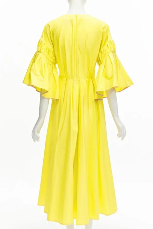 Roksanda Yellow Pleated A-Line Dress Yellow Cotton Never worn - Box View