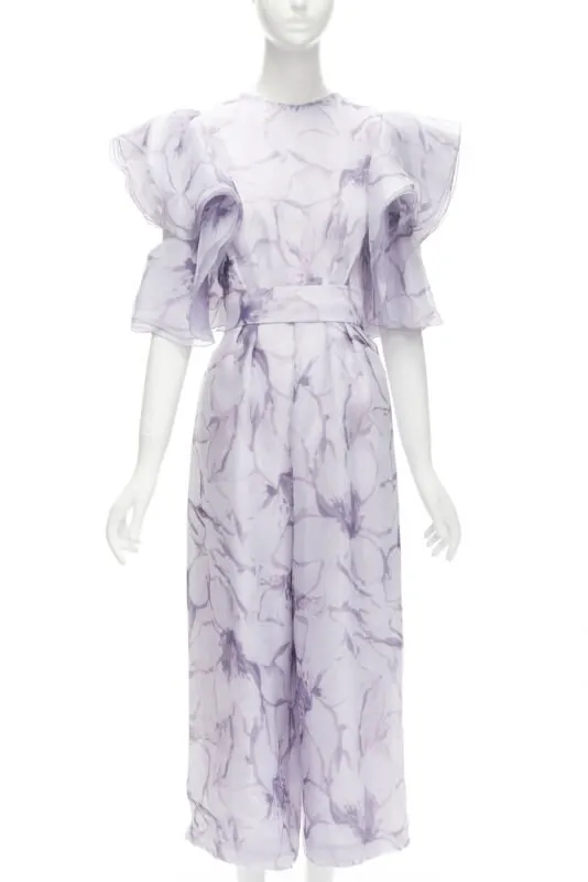 Unsigned Purple Ruffled Jumpsuit Purple Polyester Never worn - Front View