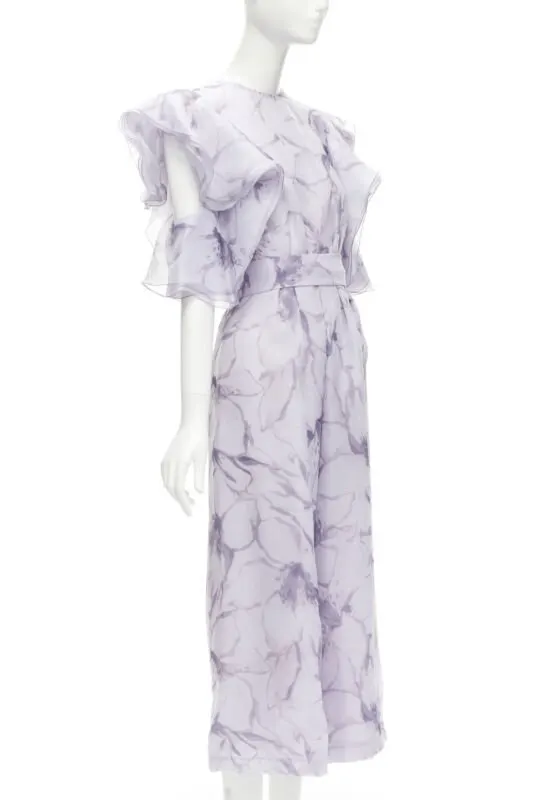 Unsigned Purple Ruffled Jumpsuit Purple Polyester Never worn - Inside View