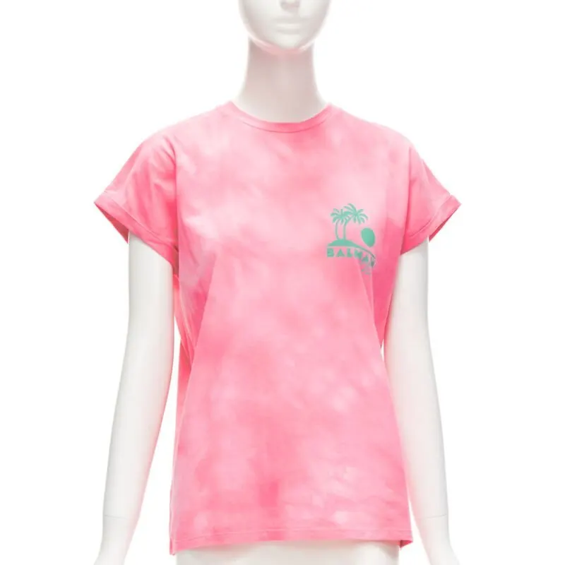 Balmain Palm Tree Shirt Pink Cotton Never worn - Front View