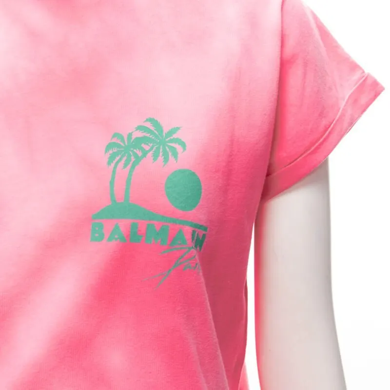 Balmain Palm Tree Shirt Pink Cotton Never worn - Back View