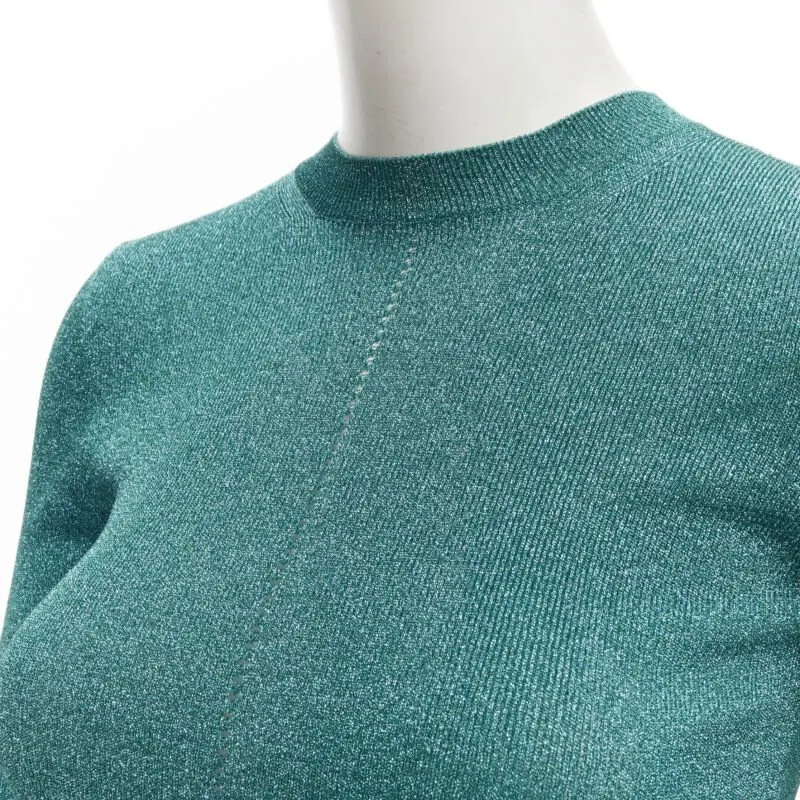 Saint Laurent Metallic Lattice Top Turquoise Polyester Never worn - Back View