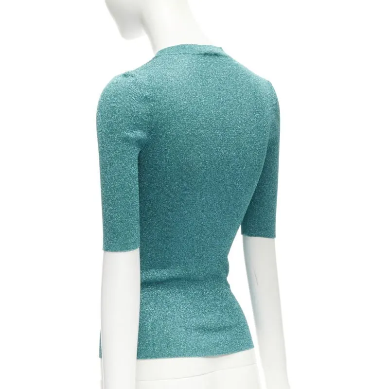 Saint Laurent Metallic Lattice Top Turquoise Polyester Never worn - Box View