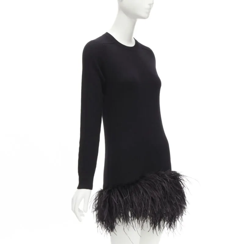 Saint Laurent Black Feather Sweater Dress Black Cashmere Never worn - Inside View