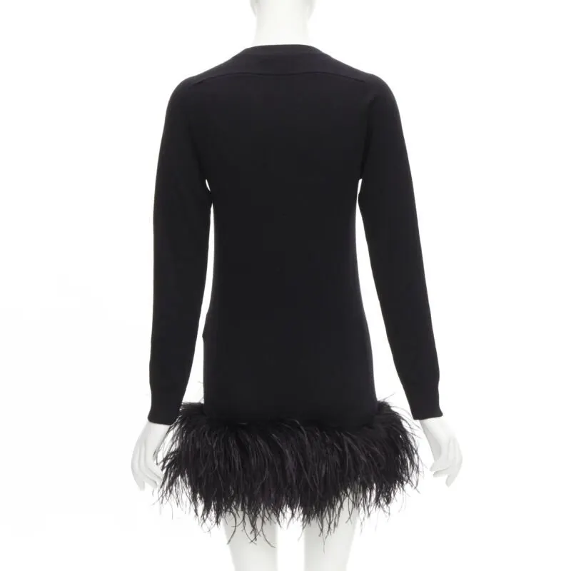 Saint Laurent Black Feather Sweater Dress Black Cashmere Never worn - Box View