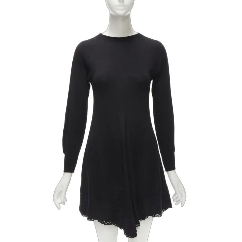 PHILOSOPHY DI LORENZO SERAFINI Black Lace Trim Dress Black Viscose Never worn - Front View