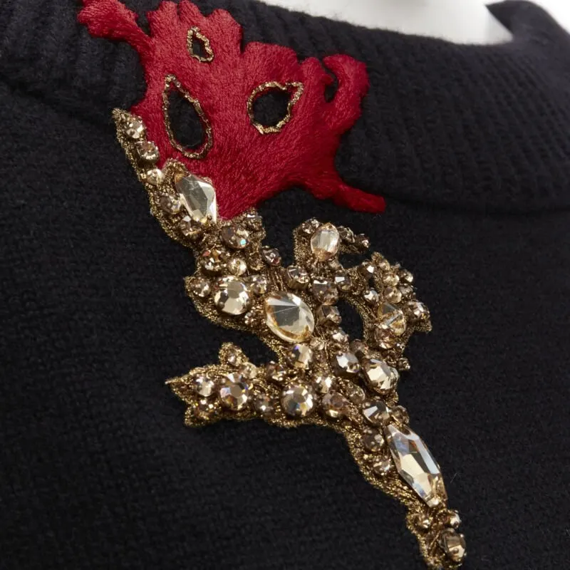 Alexander McQueen Coral Crystal Sweater Black Cashmere Never worn, with tag - Back View