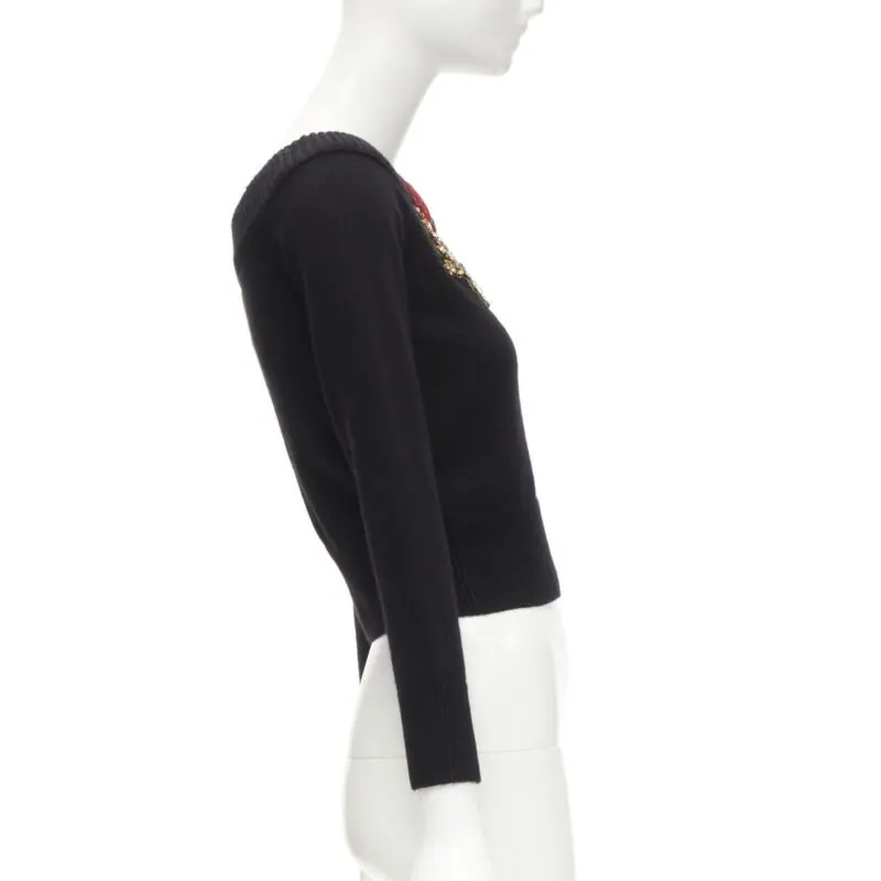 Alexander McQueen Coral Crystal Sweater Black Cashmere Never worn, with tag - Model View