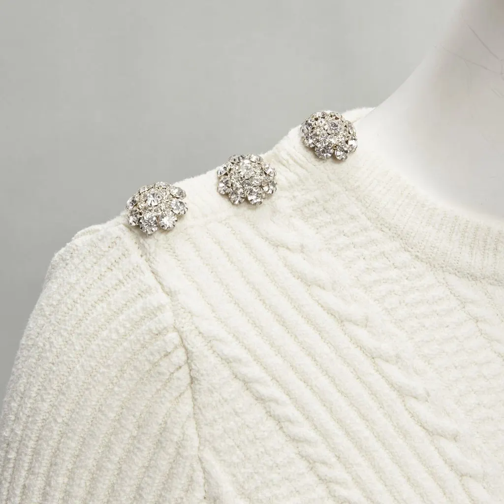 Ganni Crystal Button Sweater Ecru Cotton Never worn - Back View