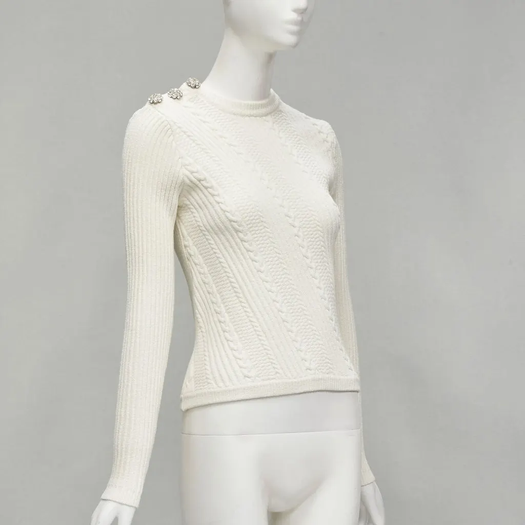 Ganni Crystal Button Sweater Ecru Cotton Never worn - Inside View