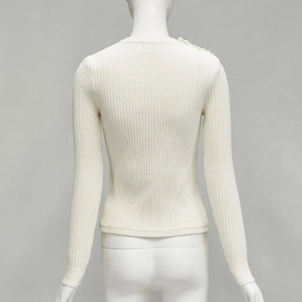 Ganni Crystal Button Sweater Ecru Cotton Never worn - Box View
