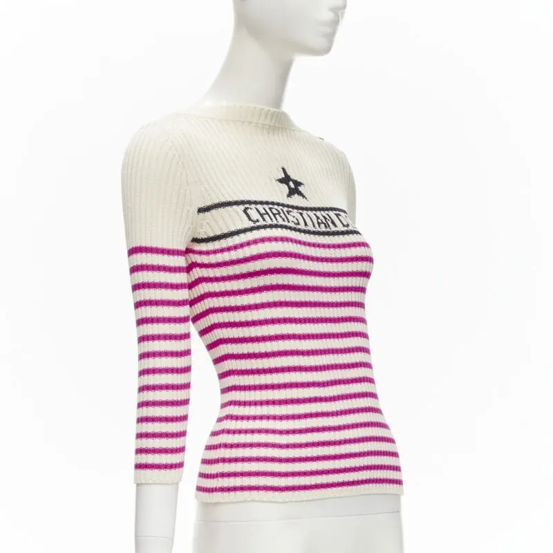 Dior Pink Nautical Top Beige Cotton Never worn - Inside View