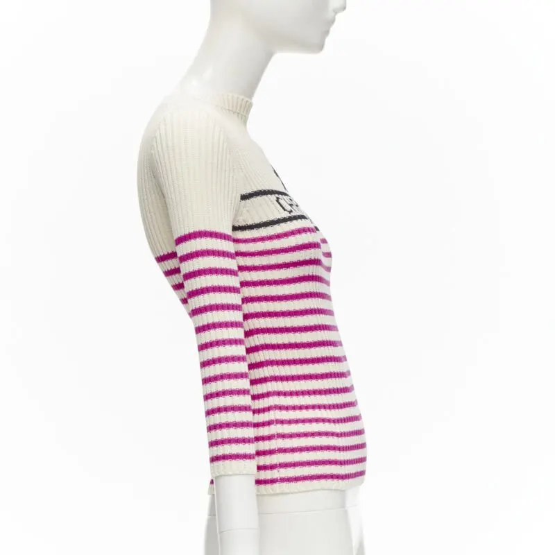 Dior Pink Nautical Top Beige Cotton Never worn - Model View