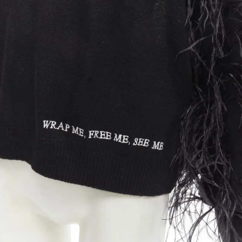 Valentino Feather Wrap Sweater Black Wool Never worn - Back View