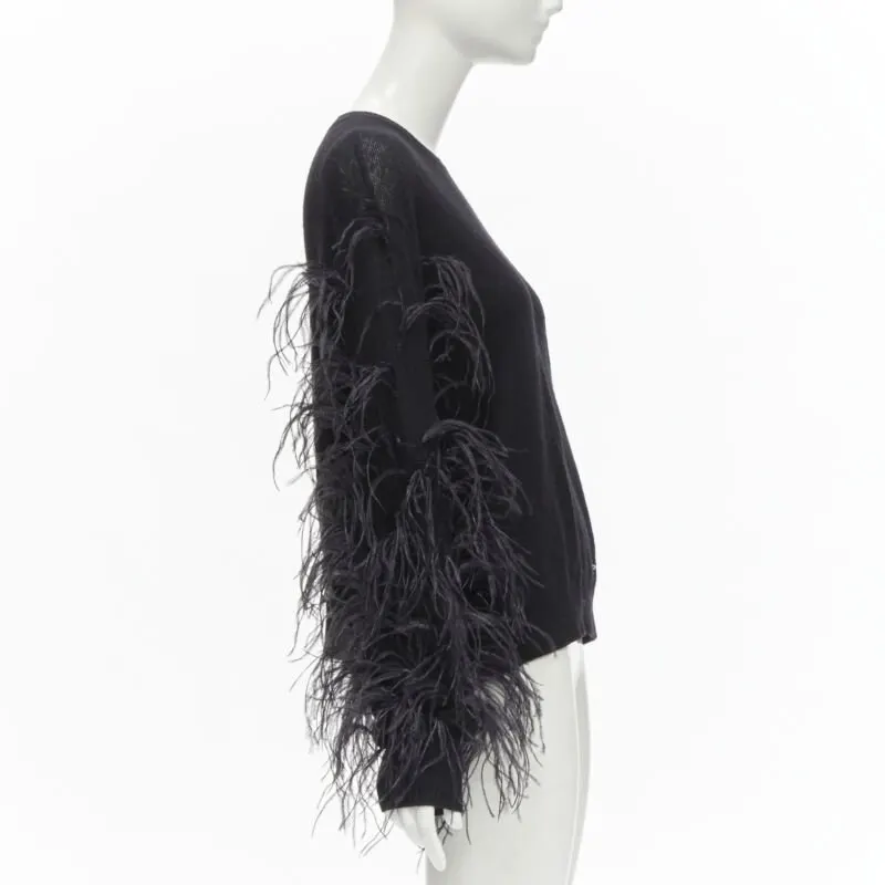 Valentino Feather Wrap Sweater Black Wool Never worn - Model View