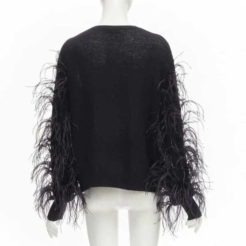 Valentino Feather Wrap Sweater Black Wool Never worn - Box View