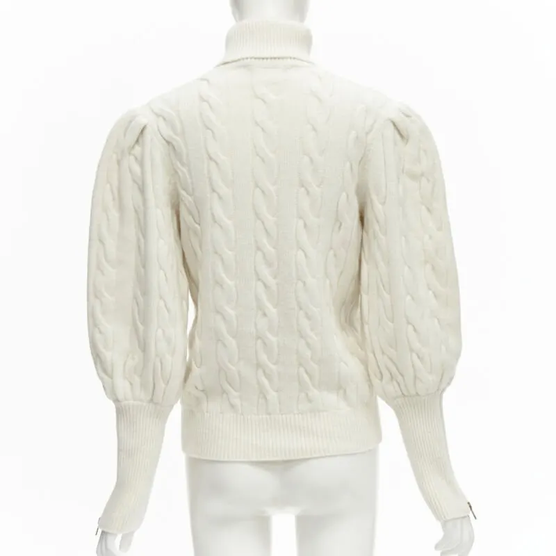 Gucci Floral Cable Turtleneck Beige Wool Never worn - Box View