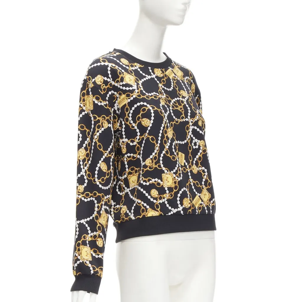 Moschino Teddy Chain Sweatshirt Black Cotton Very good - Inside View