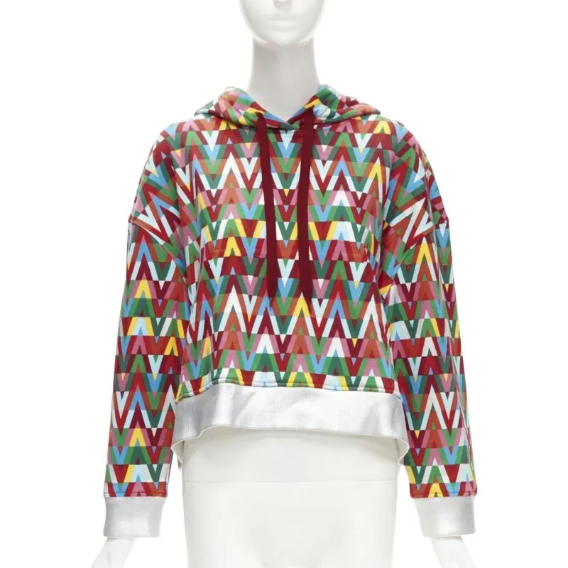 Valentino Silver Foil Hoodie MultiColor Cotton Never worn - Front View