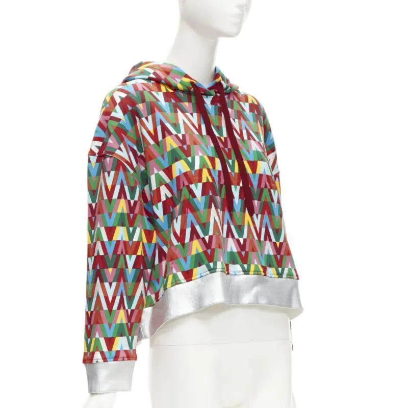 Valentino Silver Foil Hoodie MultiColor Cotton Never worn - Inside View