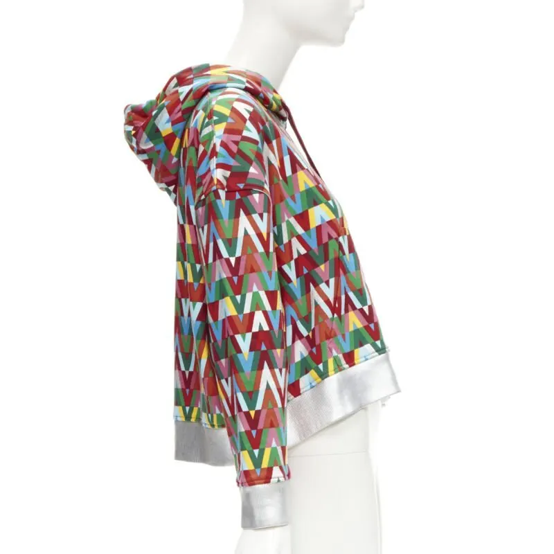 Valentino Silver Foil Hoodie MultiColor Cotton Never worn - Model View