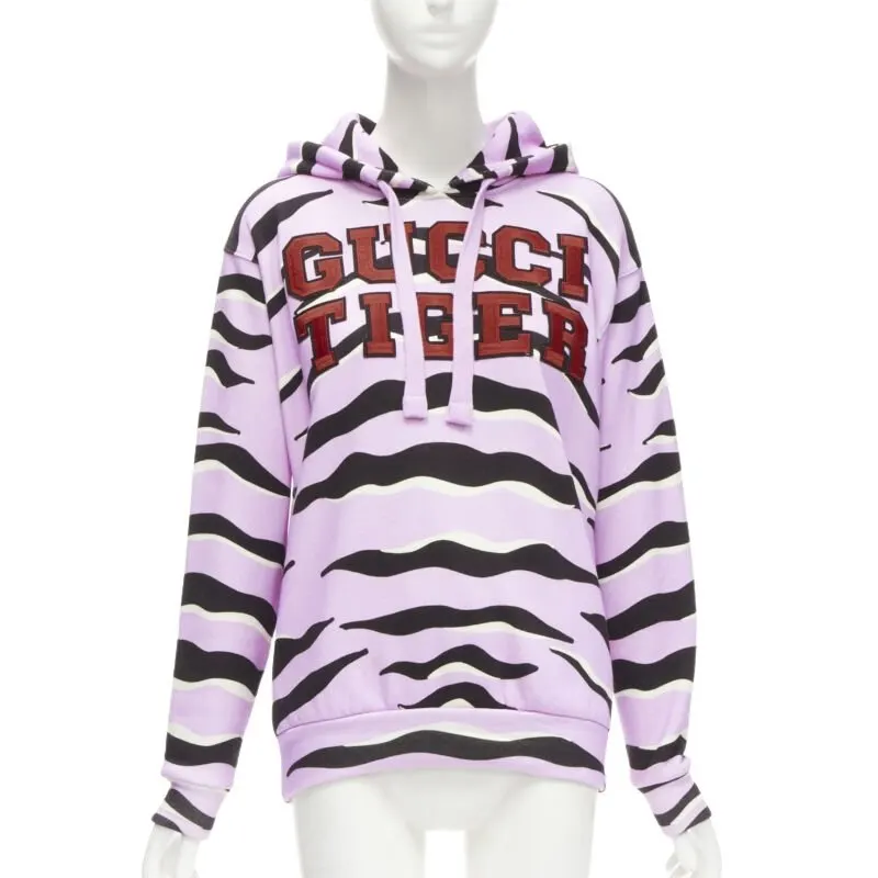 Gucci Tiger Patch Hoodie Purple Cotton Never worn - Front View