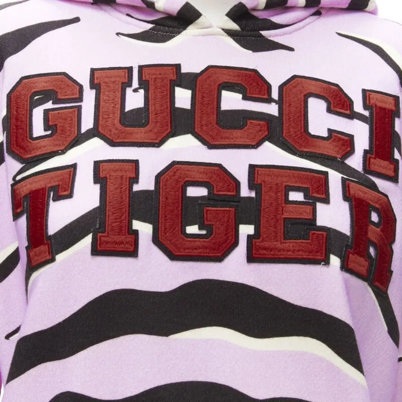 Gucci Tiger Patch Hoodie Purple Cotton Never worn - Back View