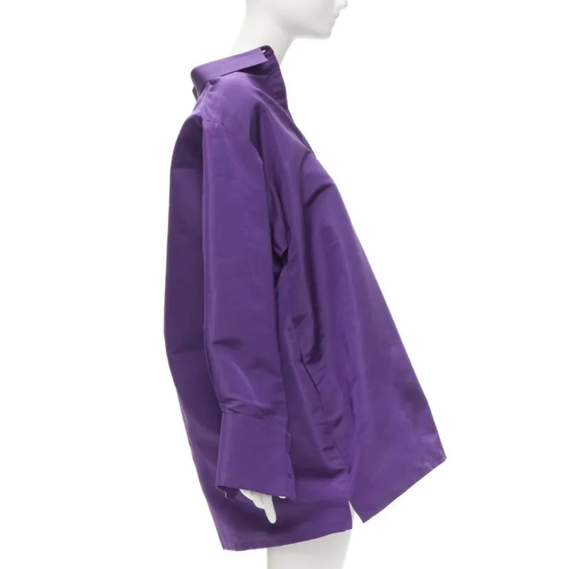 Valentino 3D Oversized Shirt Purple Silk Never worn - Front View