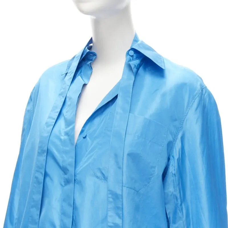 Valentino Relaxed Tie Shirt Blue Silk Never worn - Back View