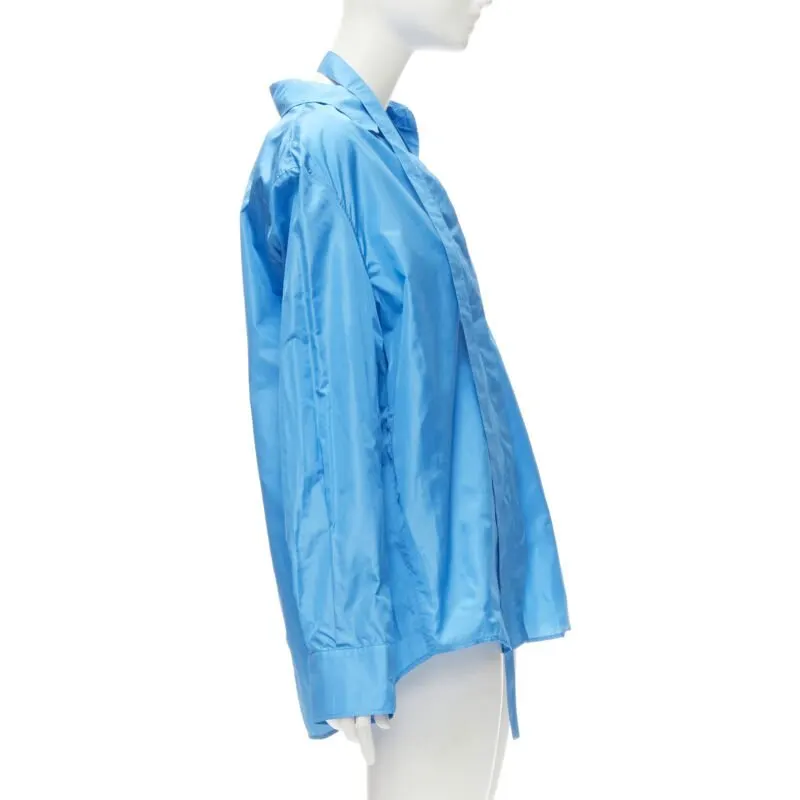 Valentino Relaxed Tie Shirt Blue Silk Never worn - Model View
