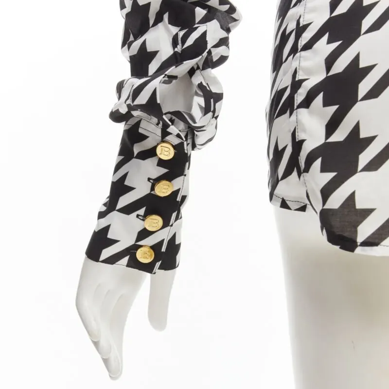 Balmain Houndstooth Blouse Black Viscose Never worn - Back View