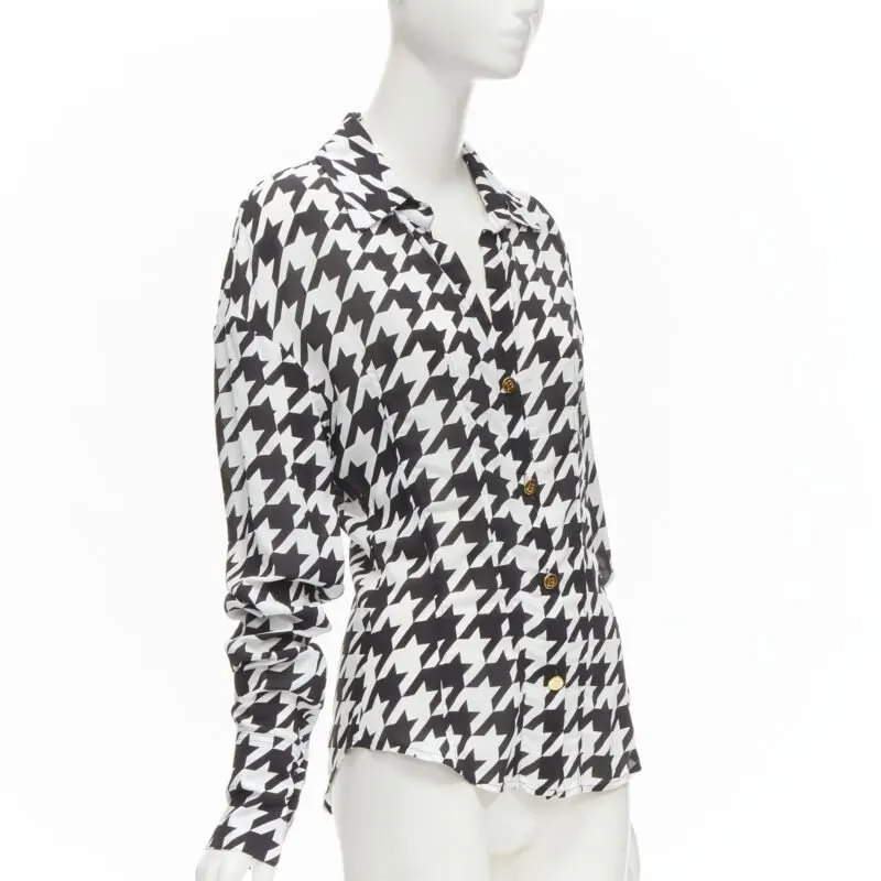 Balmain Houndstooth Blouse Black Viscose Never worn - Inside View