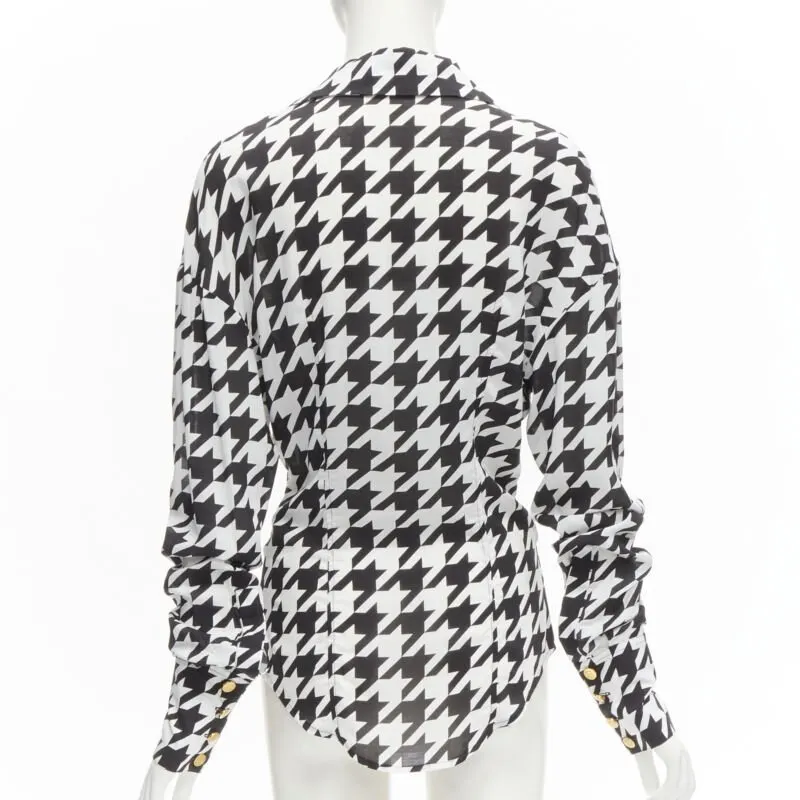 Balmain Houndstooth Blouse Black Viscose Never worn - Box View