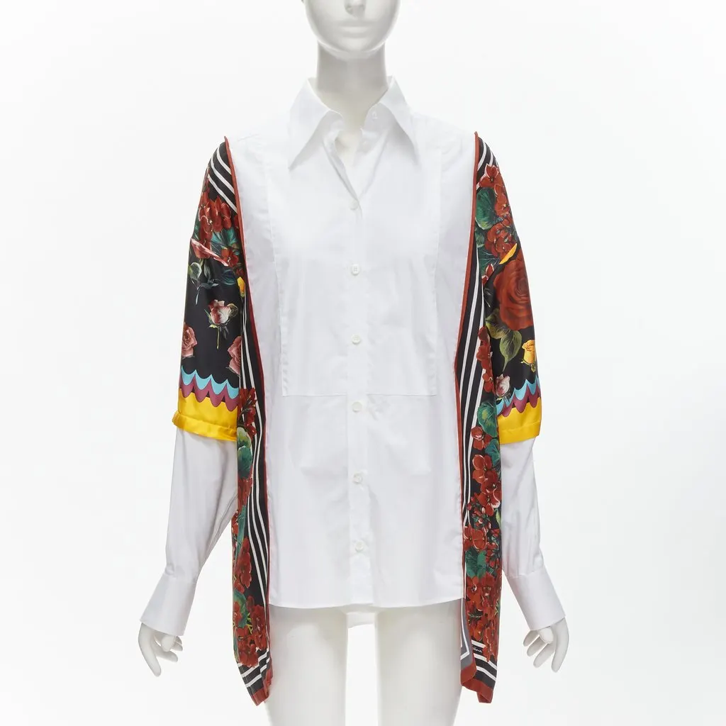 Dolce & Gabbana Floral Insert Shirt White Cotton Never worn - Inside View