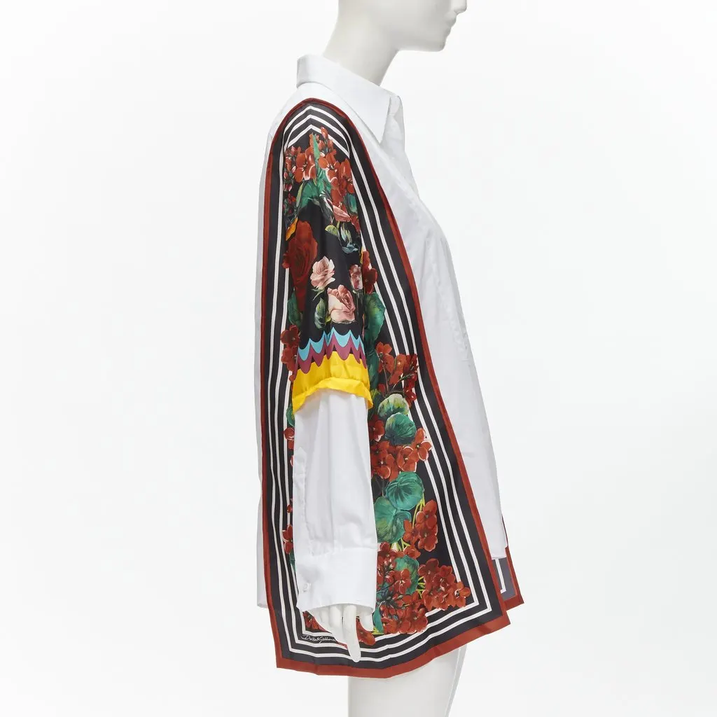 Dolce & Gabbana Floral Insert Shirt White Cotton Never worn - Model View